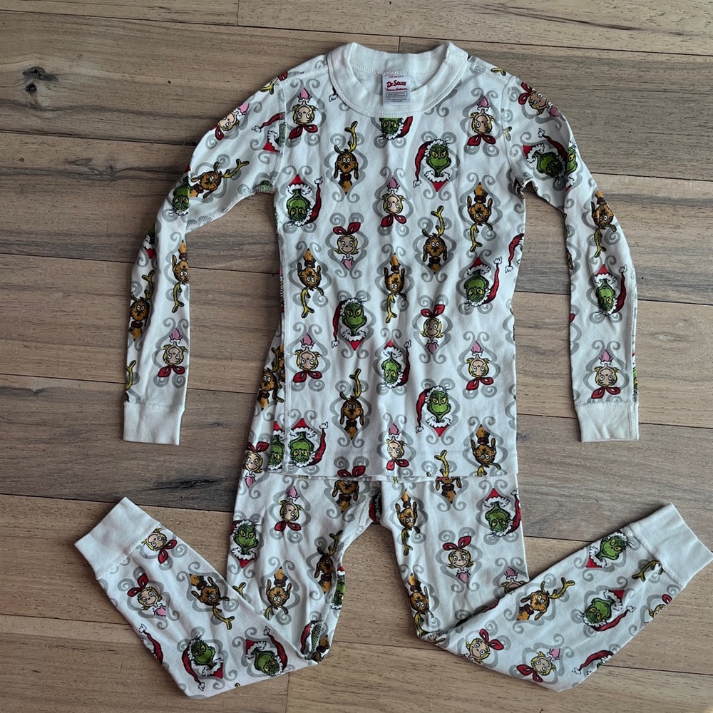 Dr. Seuss Hanna Andersson Grinch Christmas Pajamas PJ Size 110 5
